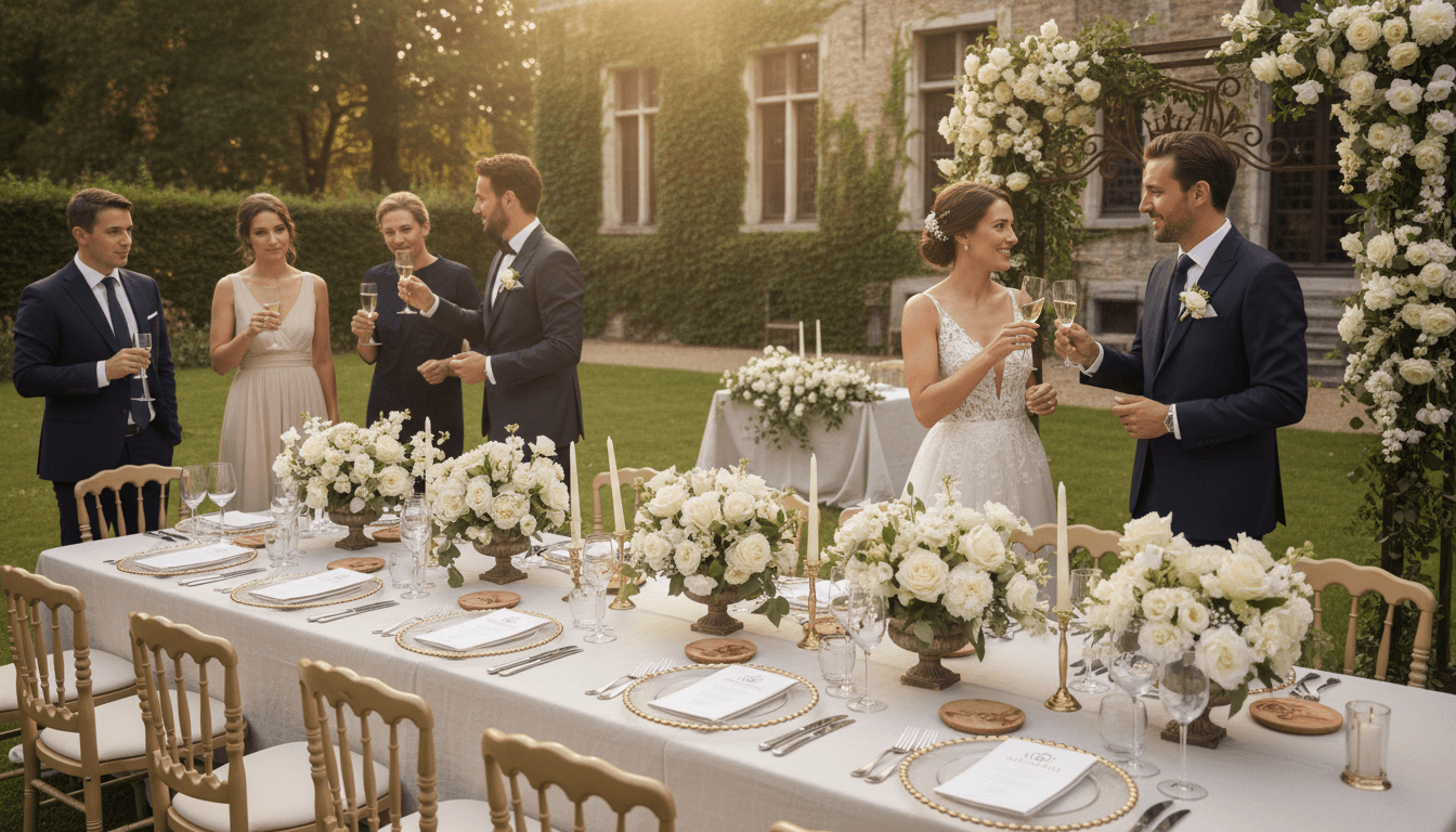 Ambiance romantique de mariage dans un domaine belge - Décoration florale