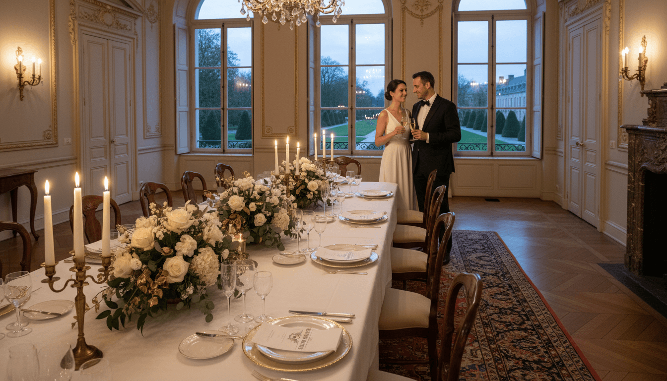 Décoration de mariage raffinée dans un lieu de prestige en Belgique